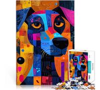jigsaw 1000 pieces for adults Expressionist Geometry Dog 鈥4Vibrant Abstract Canine Art Analyse und Logik tolles Geschenk52x38cm