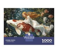 Jigsaw 1000 Pieces for Adults Fantasy Artwork Girl Riding Carp Jigsaw for Adults Relax Games Difficult Hard Deal As Gifts for The Whole Family 70x50cm/1000pcs