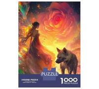 Jigsaw 1000 Pieces for Adults Fantasy Artwork with Wolf And Rose Jigsaw for Adults Relaxing Games Analysis And Logic Deal As Gifts for The Whole Family 38x26cm/1000pcs