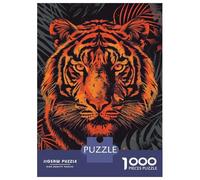 Jigsaw 1000 Pieces for Adults Fierce Tiger Vector Portrait with Jungle Backdrop Jigsaw for Adults Relaxing Games Analysis And Logic Deal As Gifts for The Whole Family 52x38cm/1000pcs