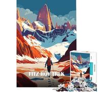 Jigsaw 1000 Pieces for Adults Fitz Roy Trek, Argentina Brain Intelligence Challenge Addictive Toys Hands-on Game Wall Art Gifts Ideas (size 38x52cm)