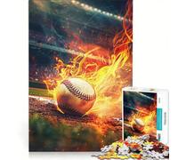 Jigsaw 1000 Pieces for Adults Flaming Baseball, Educational Game, Difficult And Challenge, Artists Collection, Fine Art 50x75cm