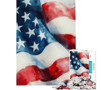 Jigsaw 1000 Pieces for Adults Flowing American Flag Watercolor Puzzles for Adults Brain Teaser Game Birthday Present Deal As Gifts for The Whole Family (Size 38x52cm)