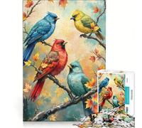 Jigsaw 1000 Pieces for Adults Four Little Birds on A Perch, Hands-on Game, Hand Speed Race, with Fully Interlocking Randomly Shaped Pieces 38X26CM