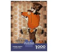 Jigsaw 1000 Pieces for Adults Fox Enjoy Craft Beer Adult Jigsaw Brain Teaser Game Staycation Kill Time Help The Brain Exercise 70x50cm/1000pcs