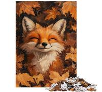 Jigsaw 1000 Pieces for Adults Fox in Autumn Leaves Educational Games A Work of Art Toy Wall Decor Enhance Love between Couples Size 38x26cm