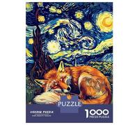 Jigsaw 1000 Pieces for Adults Fox Sleeping Under Starry Night Sky Adult Jigsaw Puzzle Family Games Analysis And Logic Deal As Gifts for The Whole Family 52x38cm/1000pcs