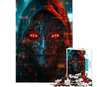 Jigsaw 1000 Pieces for Adults Future Anonymous Hacker Educational Game Brain Intelligence Challenge Addictive Toys Funny Gifts Family Activities (Size 38x26cm)