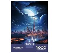 Jigsaw 1000 Pieces for Adults Future City Space Adult Jigsaw Brain Teaser Game Staycation Kill Time Help The Brain Exercise 38x26cm/1000pcs