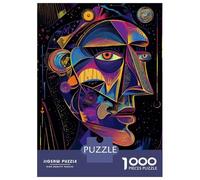 Jigsaw 1000 Pieces for Adults Futuristic Abstract Vision - Neon Cubist Portrait Jigsaw for Adults Relax Games Difficult Hard Deal As Gifts for The Whole Family 38x26cm/1000pcs