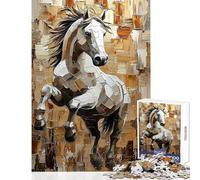 Jigsaw 1000 Pieces for Adults Galloping Horse in Dynamic Impasto Art Practical Game But Fun And Humorous Anti-Stress Toys for Birthday, Chrismas (38X26cm)