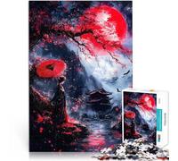 jigsaw 1000 pieces for adults Geisha Under Blood Moon Stressabbau Schwierige Herausforderung Geschenk zum Geburtstag38x26cm
