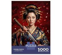 Jigsaw 1000 Pieces for Adults Geisha Warrior with Katana Adult Jigsaw Puzzle Relaxing Games Stress Reliever Unique Birthday And Gifts 52x38cm/1000pcs