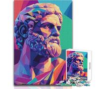 Jigsaw 1000 Pieces for Adults Geometric Aristotle Portrait Unwind during Free Time Clean Cut Seamless Interlock Toy Size 38x52cm