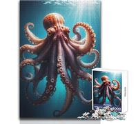 Jigsaw 1000 Pieces for Adults Giant Pacific Octopus Relaxing Peaceful Indoor Fun Accurate Piece Cutting Play Toy Size 38x52cm