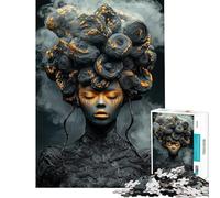 Jigsaw 1000 Pieces for Adults Gold ﹨u Smoke Fashion Puzzles for Adults Toy Wall Decor Difficult Challenge Deal As Gifts for The Whole Family (Size 38x26cm)
