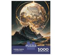 Jigsaw 1000 Pieces for Adults Golden Crystal Planet Adult Jigsaw Brain Teaser Game Staycation Kill Time Help The Brain Exercise 38x26cm/1000pcs