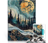 jigsaw 1000 pieces for adults Golden Forest at Night Stressabbau Staycation Zeit totschlagen Geschenk zum Geburtstag75x50cm
