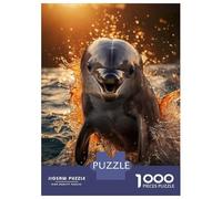 Jigsaw 1000 Pieces for Adults Golden Hour Dolphin Jigsaw for Adults Relax Games Difficult Hard Deal As Gifts for The Whole Family 38x26cm/1000pcs