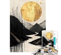 Jigsaw 1000 Pieces for Adults Golden Moon Mountain Landscape Educational Challenge Difficult Hard Relax Games Suitable for Ages 14 And Up (38x26cm)