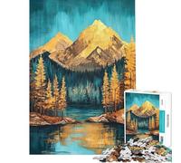Jigsaw 1000 Pieces for Adults Golden Mountain Lake Puzzles for Adults Brain Teaser Game Birthday Present Deal As Gifts for The Whole Family (Size 50x75cm)