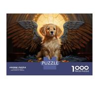 Jigsaw 1000 Pieces for Adults Golden Retriever Puppy Angel Adult Jigsaw Brain Teaser Game Staycation Kill Time Help The Brain Exercise 38x26cm/1000pcs