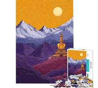 Jigsaw 1000 Pieces for Adults Golden Stupa in Mountain Landscape for Educational Game Challenge Toy Family Game Difficult Challenge Gifts Ideas (size 50x75cm)