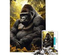 Jigsaw 1000 Pieces for Adults Gorilla in Jungle At Sunrise Wildlife Photo Puzzles for Adults Brain Teaser Game Birthday Present Deal As Gifts for The Whole Family (Size 38x52cm)