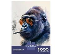 Jigsaw 1000 Pieces for Adults Gorilla Smoking Jigsaw for Adults Anti-Stress Toys Precision Cutting Unique Birthday And Gifts 38x26cm/1000pcs