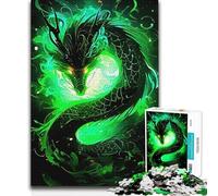 Jigsaw 1000 Pieces for Adults Green Dragon Artwork Beautiful Design Game Learning Educational Gift Birthday (size 50x75cm)