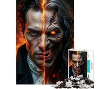 Jigsaw 1000 Pieces for Adults Half Human Half Monster Portrait Help The Brain Exercise Perfect Decoration Brain Teaser Game Suitable for Ages 14 And Up (38x26cm)