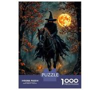 Jigsaw 1000 Pieces for Adults Halloween Witch on Horse Jigsaw for Adults Relaxing Games Analysis And Logic Deal As Gifts for The Whole Family 70x50cm/1000pcs