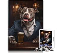 Jigsaw 1000 Pieces for Adults Happy XL Bully in The Pub Unwind during Free Time Clean Cut Seamless Interlock Toy Size 50x75cm