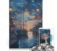Jigsaw 1000 Pieces for Adults Harbor Serenity, Hands-on Game, Hand Speed Race, with Fully Interlocking Randomly Shaped Pieces 50X75CM