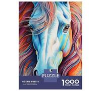 Jigsaw 1000 Pieces for Adults Horse Close Up Portrait Adult Jigsaw Brain Teaser Game Staycation Kill Time Help The Brain Exercise 52x38cm/1000pcs