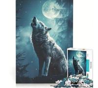 Jigsaw 1000 Pieces for Adults Howling Wolf At Full Moon, Educational Toy, But Fun And Humorous, Improving Love between Couples (38x26cm)