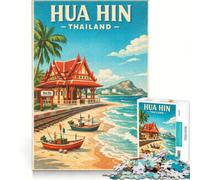 Jigsaw 1000 Pieces for Adults Hua Hin Thai Travel, Educational Game, Difficult And Challenge, Artists Collection, Fine Art 38x26cm