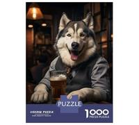 Jigsaw 1000 Pieces for Adults Husky Dog in The Pub Jigsaw for Adults Relax Games Difficult Hard Deal As Gifts for The Whole Family 38x26cm/1000pcs