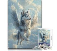 Jigsaw 1000 Pieces for Adults Husky with Angel Wings Wonderful for Lazy Leisure Days Reliable Tight Fitting Cut Toy Size 50x75cm