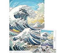 Jigsaw 1000 Pieces for Adults Iconic Waves Of Japan Hands-on Game Analysis And Logic Anti-Stress Toys Enhance Love between Couples (50x75cm)