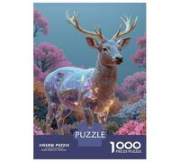 Jigsaw 1000 Pieces for Adults Iridescent Deer in Floral Landscape Jigsaw for Adults Relax Games Difficult Hard Deal As Gifts for The Whole Family 38x26cm/1000pcs