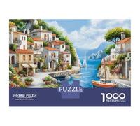 Jigsaw 1000 Pieces for Adults Italian Village by The Sea Jigsaw for Adults Relax Games Difficult Hard Deal As Gifts for The Whole Family 52x38cm/1000pcs