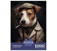 Jigsaw 1000 Pieces for Adults Jack Russell Terrier Mafia Adult Jigsaw Brain Teaser Game Staycation Kill Time Help The Brain Exercise 38x26cm/1000pcs