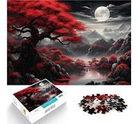 jigsaw 1000 pieces for adults Japan Landscape Red Black Staycation: Zeit totschlagen Einzigartige Wohndekoration und Geschenke75x50cm