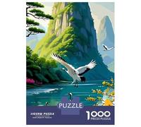 Jigsaw 1000 Pieces for Adults Japanese Cranes in Mountain Landscape Jigsaw for Adults Relax Games Difficult Hard Deal As Gifts for The Whole Family 70x50cm/1000pcs