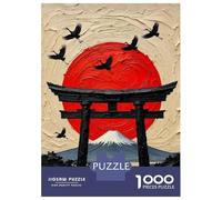 Jigsaw 1000 Pieces for Adults Japanese Landscape with Cranes And Torii Gate Adult Jigsaw Puzzle Relaxing Games Stress Reliever Unique Birthday And Gifts 70x50cm/1000pcs