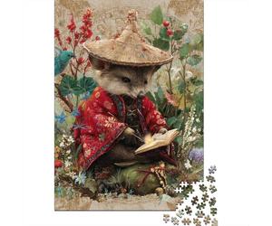 Jigsaw 1000 Pieces for Adults Japanese Rat Reading Book Adult Jigsaw Puzzle Family Games Analysis And Logic Deal As Gifts for The Whole Family 38x26cm/1000pcs