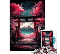 Jigsaw 1000 Pieces for Adults Japanese Torii Gate with Mount Fuji Help The Brain Exercise Perfect Decoration Brain Teaser Game Suitable for Ages 14 And Up (38x26cm)