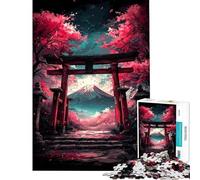 Jigsaw 1000 Pieces for Adults Japanese Torii Gate with Mount Fuji Help The Brain Exercise Perfect Decoration Brain Teaser Game Suitable for Ages 14 And Up (50x75cm)