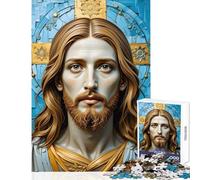 Jigsaw 1000 Pieces for Adults Jesus Christ Portrait Educational Game Precision Cutting Anti-Stress Toys Birthday Present, Gifts, (38x52cm)